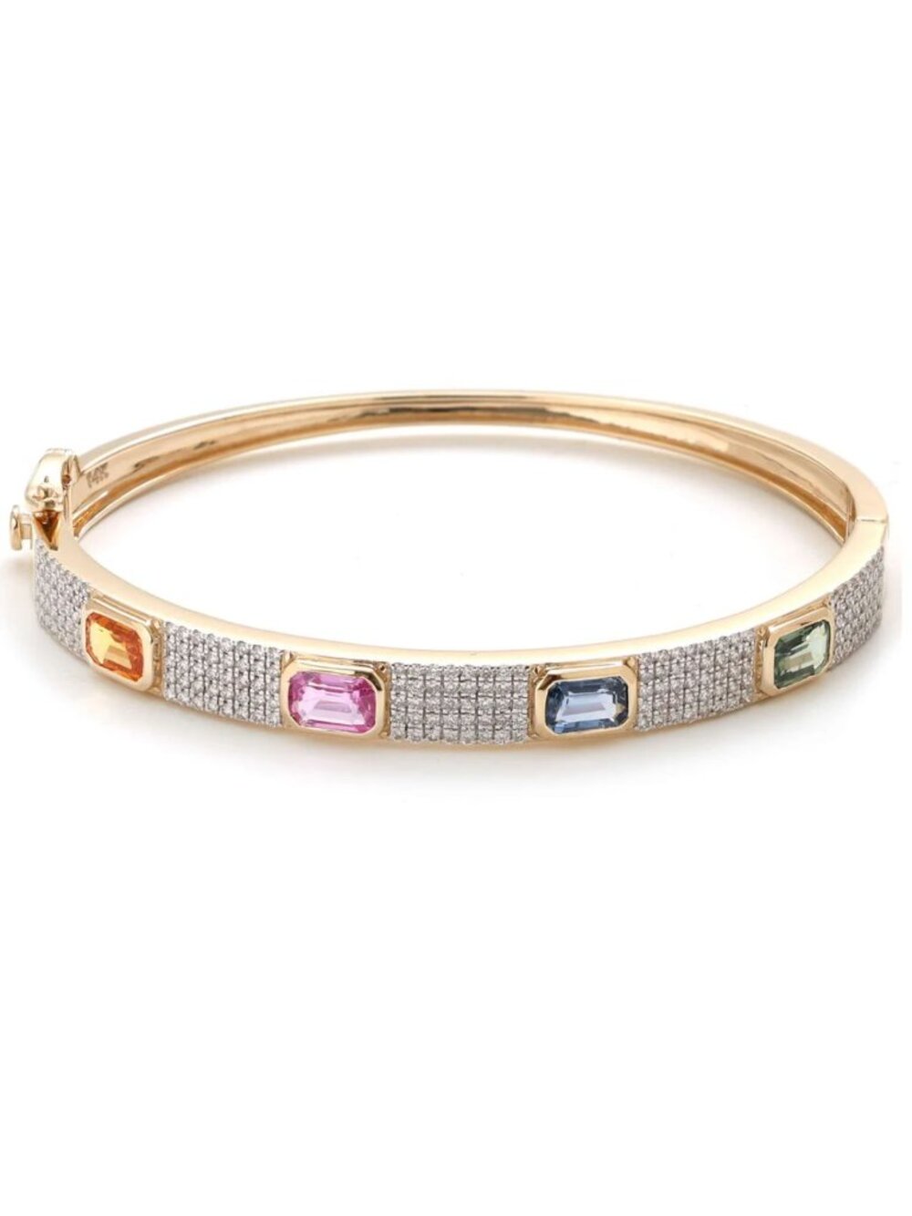 Elegant Multi-Gemstone 14K (Custom) Yellow Gold Diamond Bracelet
